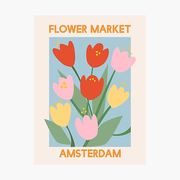 Item preview, Flower Market Amsterdam Art Print Digital Download | Abstract Tulips Bloemenmarkt Printable Art designed and sold by aprillaneart.