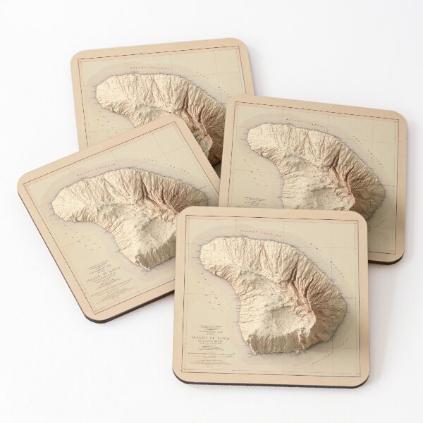 Item preview, 1925 Lanai, Hawaii Relief Map 3D digitally-rendered designed and sold by ThinkAboutMaps.