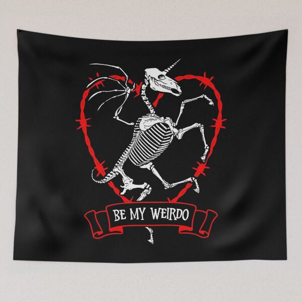Item preview, Valentine Unicorn Alicorn Skeleton Be My Weirdo Goth Heart designed and sold by GrandeDuc.