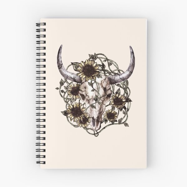 Item preview, Cow Skull and Crown leaves and sunflowers, vintage style designed and sold by Collagedream.