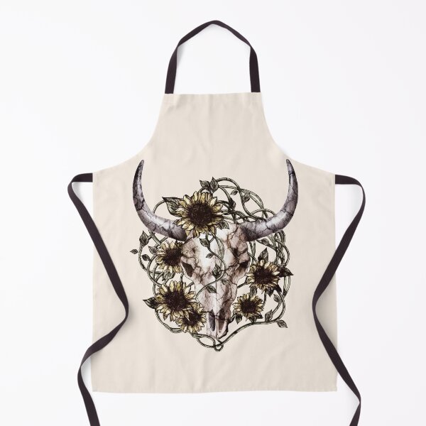 Item preview, Cow Skull and Crown leaves and sunflowers, vintage style designed and sold by Collagedream.