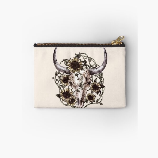 Item preview, Cow Skull and Crown leaves and sunflowers, vintage style designed and sold by Collagedream.