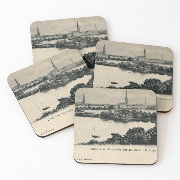 Item preview, Hamburg 1900 Panoramic view of the city from Alster river designed and sold by aapshop.