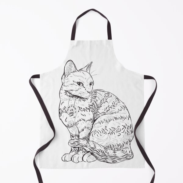 Item preview, Whimsical Inky Cat in White designed and sold by Shymoon-Art.