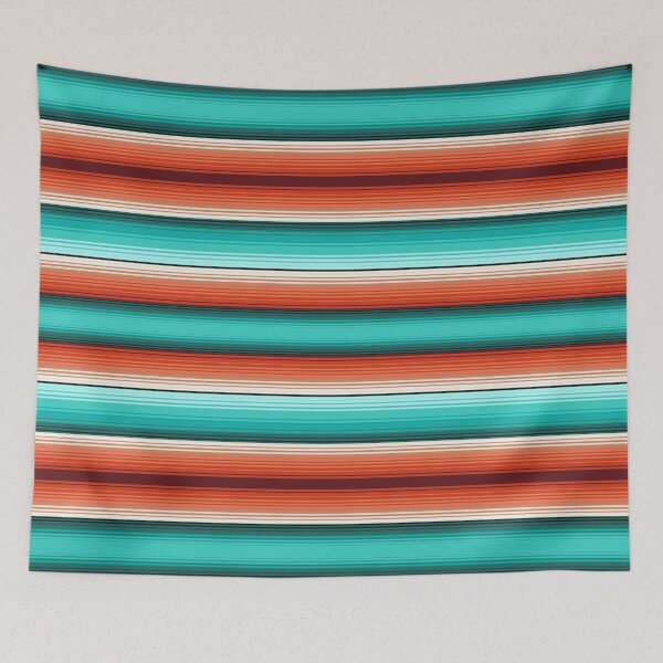 Item preview, Serape Mexican Blanket Poncho Pattern Striped Turquoise and Orange Stripes designed and sold by Troy Krieger.