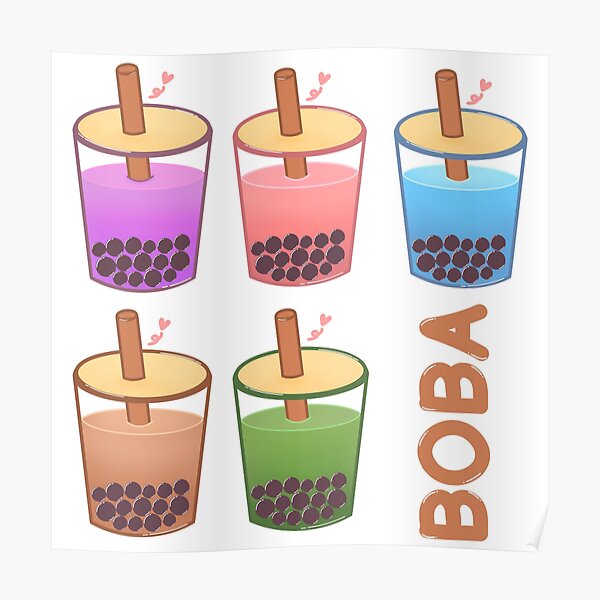 "Green Tea Boba And Taro And Milk Tea" Poster by SnailJosegira Redbubble