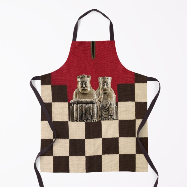 Item preview, VIKING CHESSMEN, KING AND QUEEN CHESS PIECES,BLACK WHITE CHECKERS IN RED  designed and sold by BulganLumini.