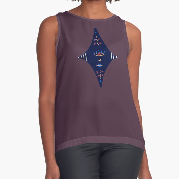 Night Star Illustration Sleeveless Top