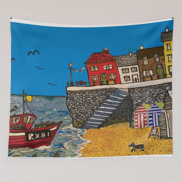 Item preview, Fishing Boat landing the catch Harbour Scene designed and sold by PaulRaynor.