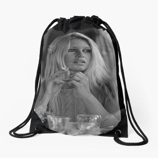 Brigitte Bardot flower in hair Drawstring Bag