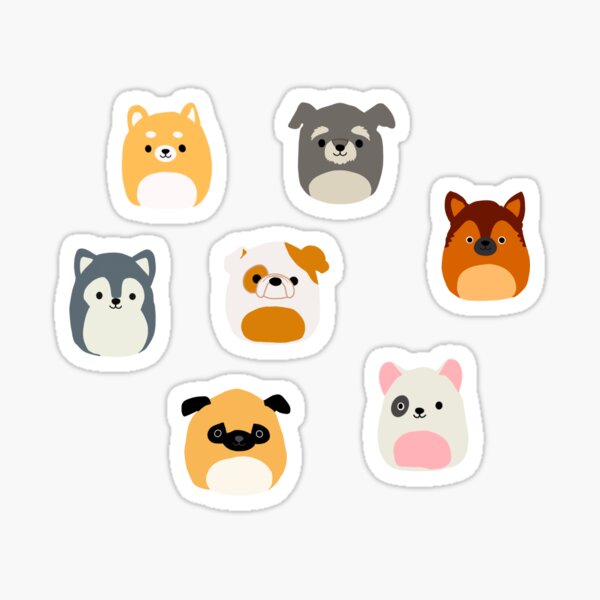 squishmallow dog sticker pack sticker for sale by oddreyjackson redbubble