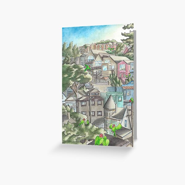 "The Wild Parrots of Corona Heights" Greeting Card