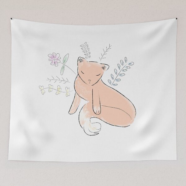 Item preview, Cute Fox with Flowers designed and sold by kelnan.