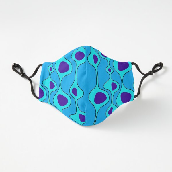 50's Style Blobs 2.0 on blue Fitted 3-Layer
