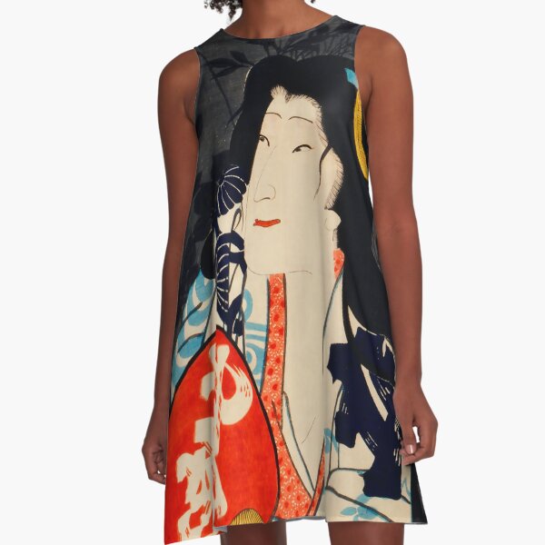 Japanese Art Print - Kabuki Actor #10 A-Line Dress