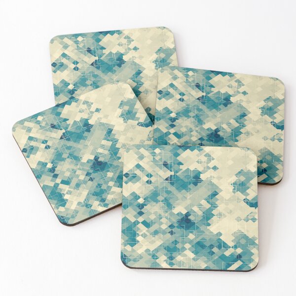 Item preview, blue geometric square pixel pattern abstract background designed and sold by Mrvell.
