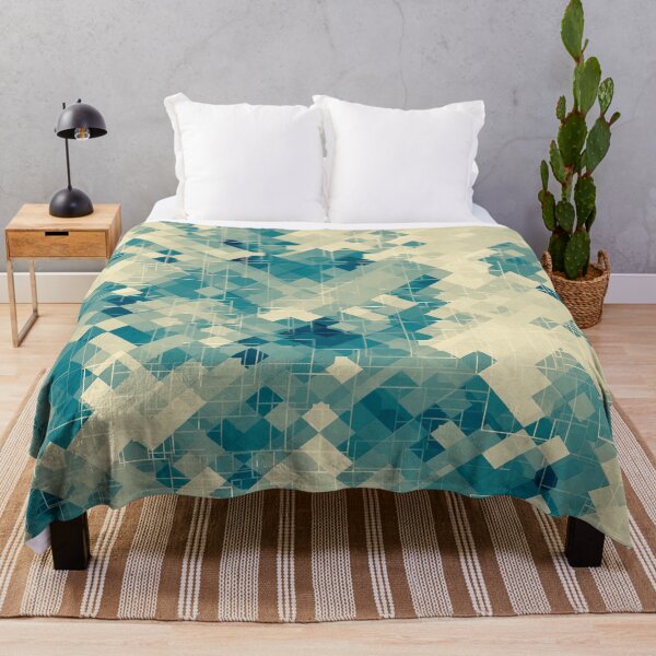 Item preview, blue geometric square pixel pattern abstract background designed and sold by Mrvell.