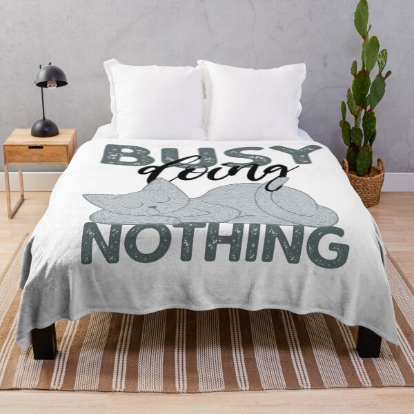 Item preview, Busy doing nothing quote with sleeping cat designed and sold by Between Clouds.