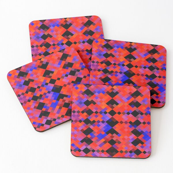 Item preview, red and blue geometric square pixel pattern abstract background designed and sold by Mrvell.