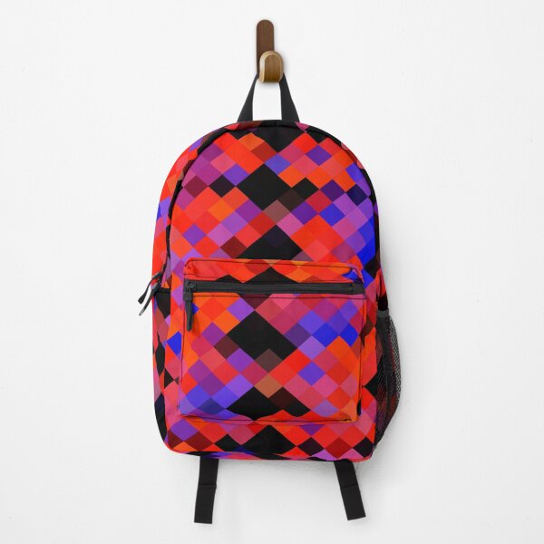 Item preview, red and blue geometric square pixel pattern abstract background designed and sold by Mrvell.