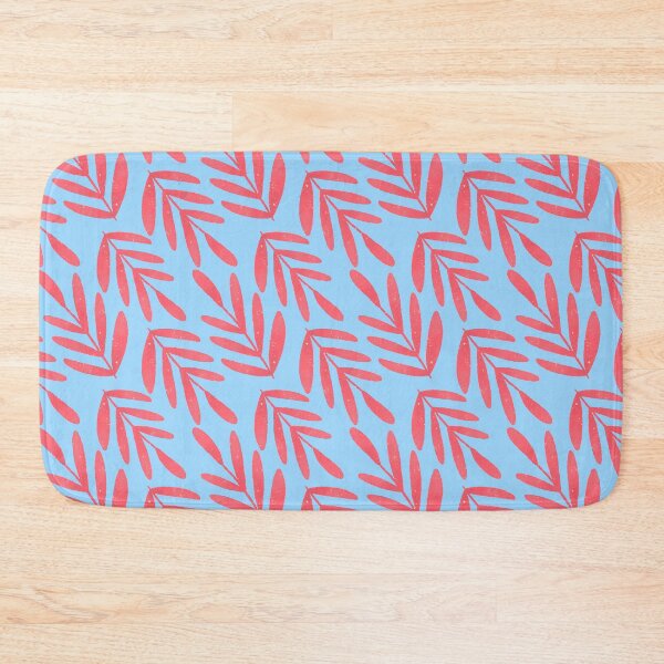 Item preview, Pink Leaves on Blue Pattern designed and sold by Jennifer Church.