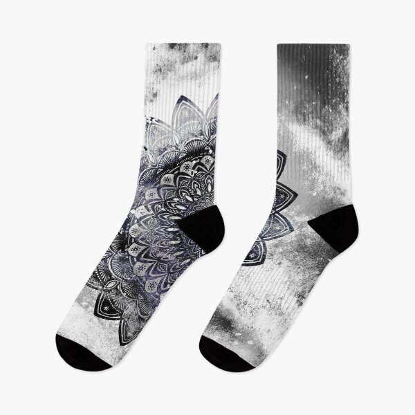 Item preview, Galaxy Space Mandala (Black and White & Gray Scale) Distressed Mystical Adventurous Travel Wander designed and sold by AEJdesign.