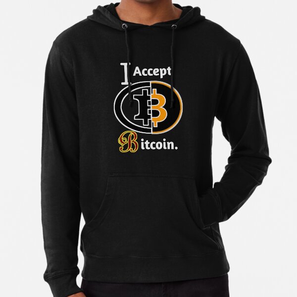 Ich akzeptiere Bitcoin, ich akzeptiere BTC, ich akzeptiere Bitcoin als Zahlungsmethode, ich akzeptiere Kryptowährung. V1- Leichter Hoodie