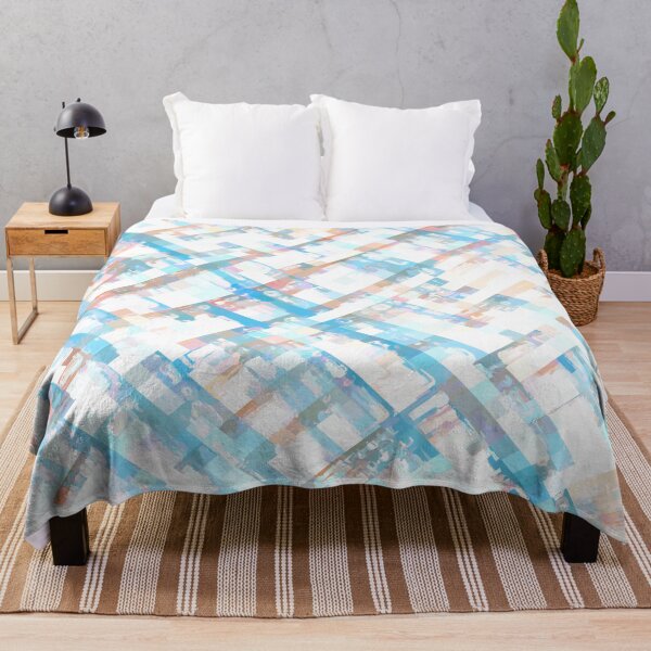 Item preview, blue and brown geometric square pixel pattern abstract background designed and sold by Mrvell.