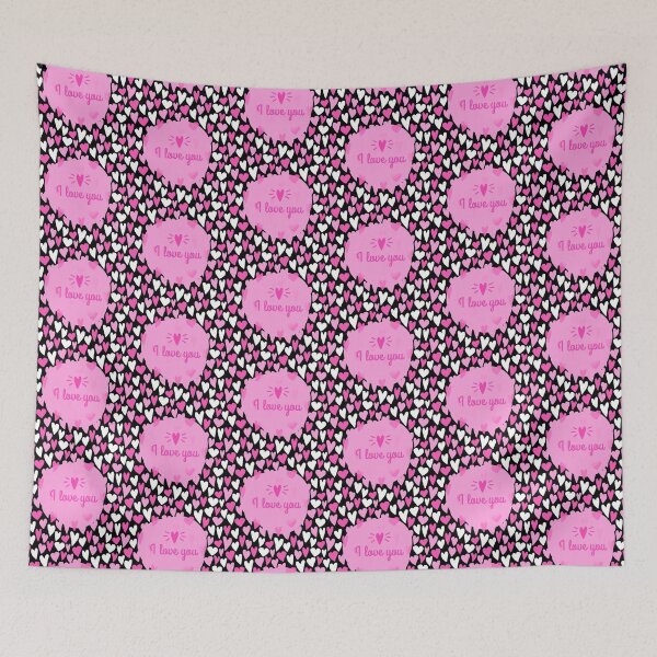 Item preview, I Love You! Hearts Pattern (Pink on Black) designed and sold by PawsitiveMum.