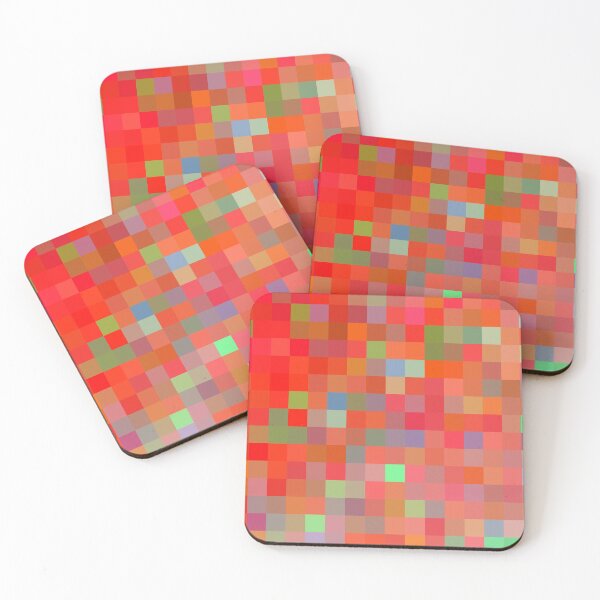 Item preview, red and orange geometric square pixel pattern abstract background designed and sold by Mrvell.