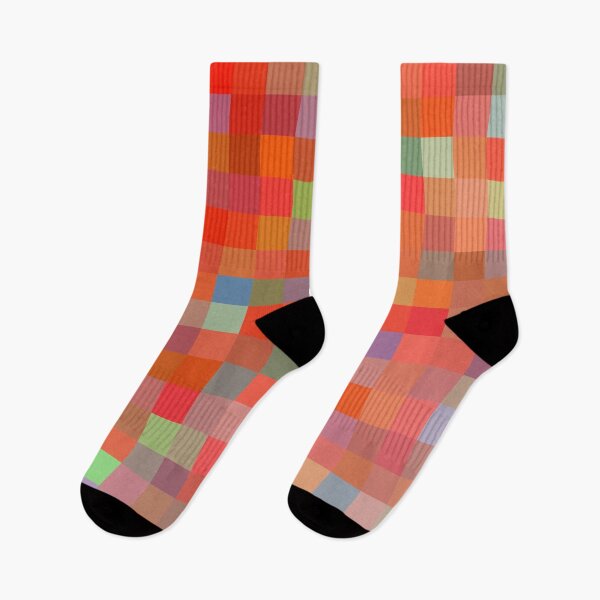 Item preview, red and orange geometric square pixel pattern abstract background designed and sold by Mrvell.