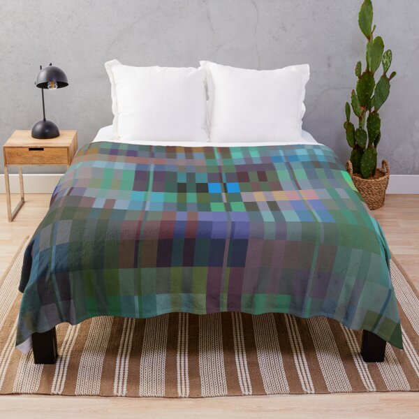 Item preview, brown blue geometric square pixel pattern abstract background designed and sold by Mrvell.