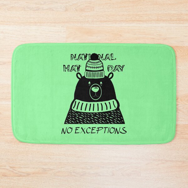 Item preview, National Hat Day - No exceptions (polar bear, tiny hat) black designed and sold by SolidEarthArt.