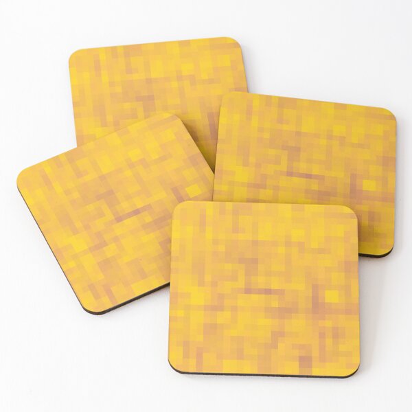 Item preview, geometric square pixel pattern abstract background in yellow and brown designed and sold by Mrvell.