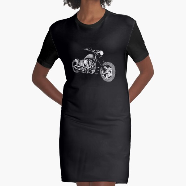 HD Softail Motorcycle, Light White Grey Graphic T-Shirt Dress