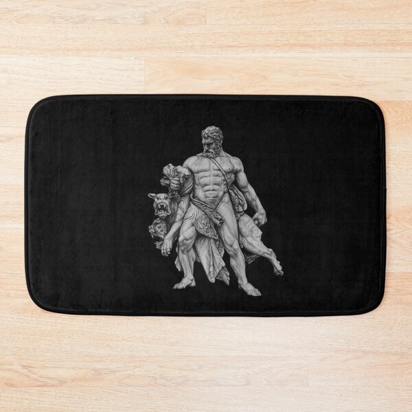 Item preview, Drawing of Hercules capturing Cerberus for black and dark background designed and sold by IraPanyukova.