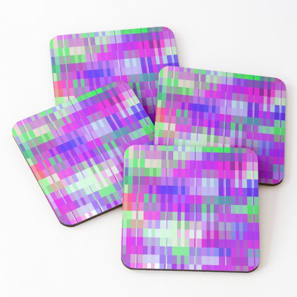 Item preview, geometric square pixel pattern abstract background in purple pink blue green designed and sold by Mrvell.