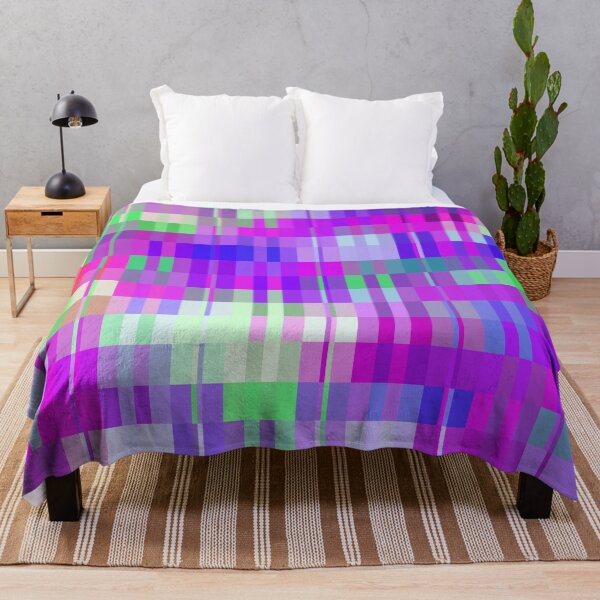 Item preview, geometric square pixel pattern abstract background in purple pink blue green designed and sold by Mrvell.