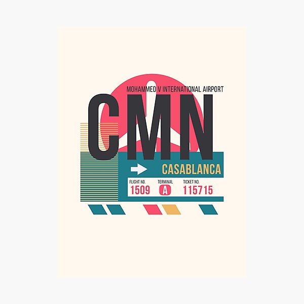 Item preview, Casablanca (CMN) Airport Code Baggage Tag designed and sold by SLAG-Creative.