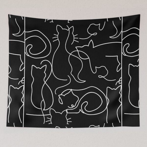 Item preview, Cat Abstract Line Art in Black designed and sold by Dollfacedesign.