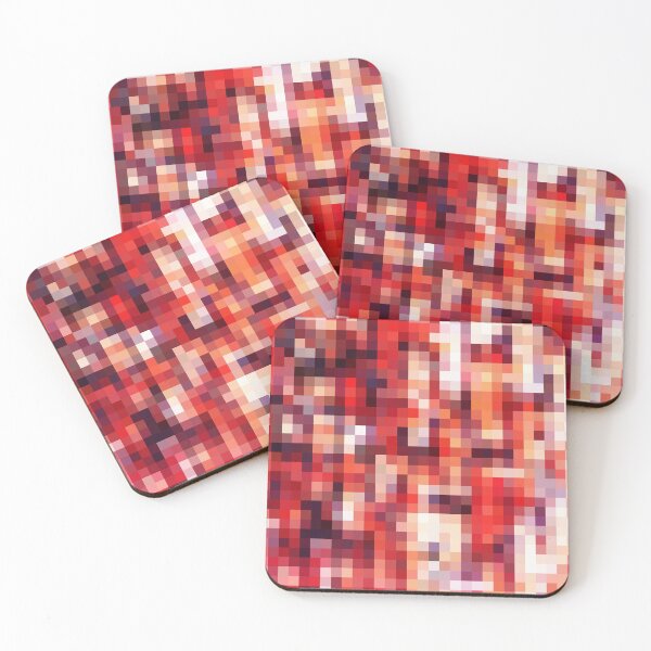 Item preview, red geometric square pixel pattern abstract background designed and sold by Mrvell.