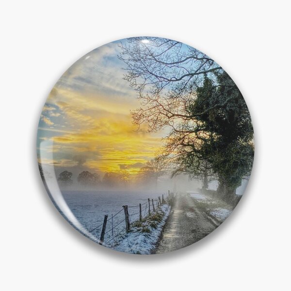Item preview, Snowy Lane with sunset - Eaton Cheshire UK designed and sold by LivingDeadGirlx.