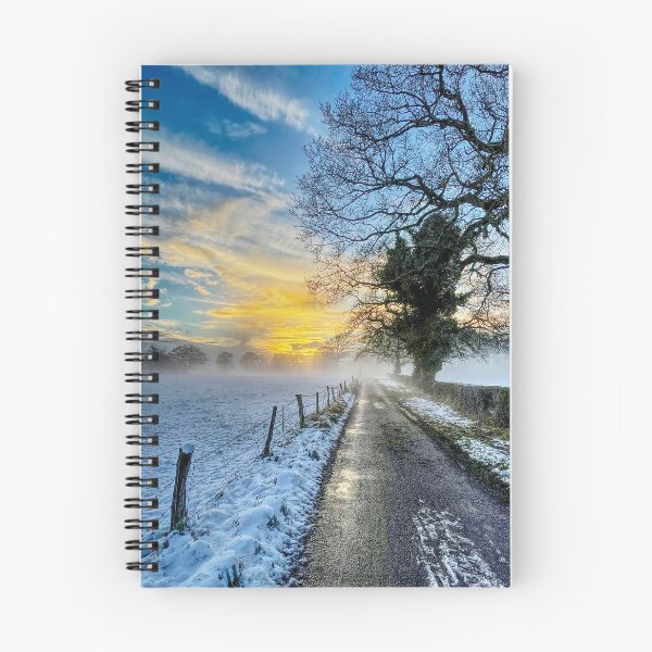 Item preview, Snowy Lane with sunset - Eaton Cheshire UK designed and sold by LivingDeadGirlx.