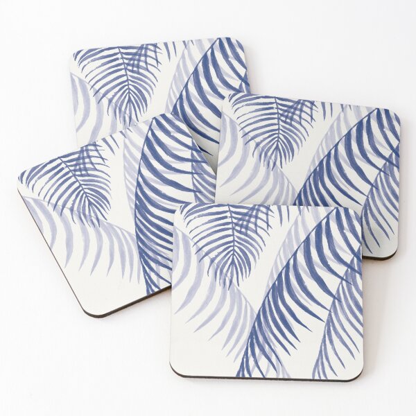 Blue Palms Leaves Coasters (Set of 4)