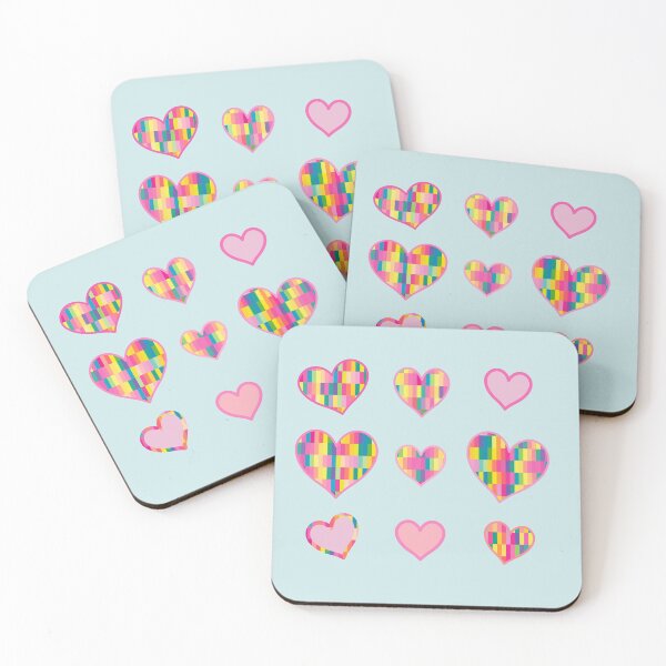 Item preview, Set of nine Valentine's Day Hearts with pastel neon pattern colors designed and sold by greatnorris.