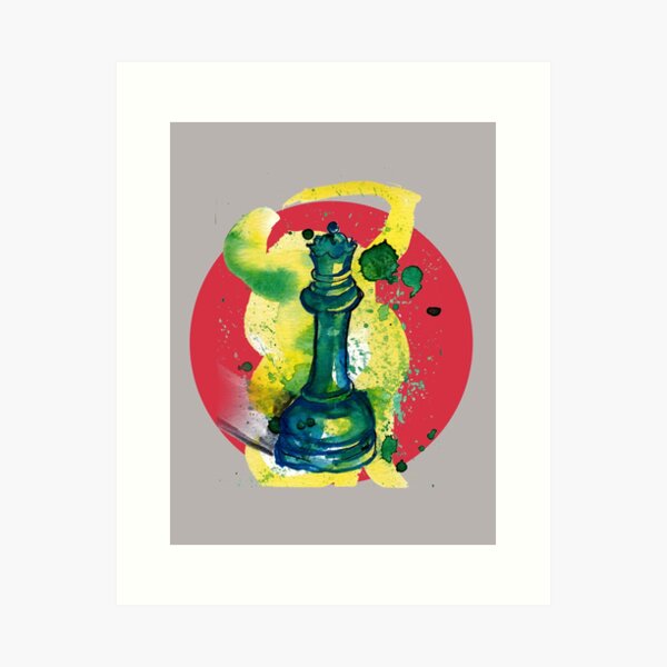 Abstract Chess Splatter Effect Digital Chess Queen Art Print 