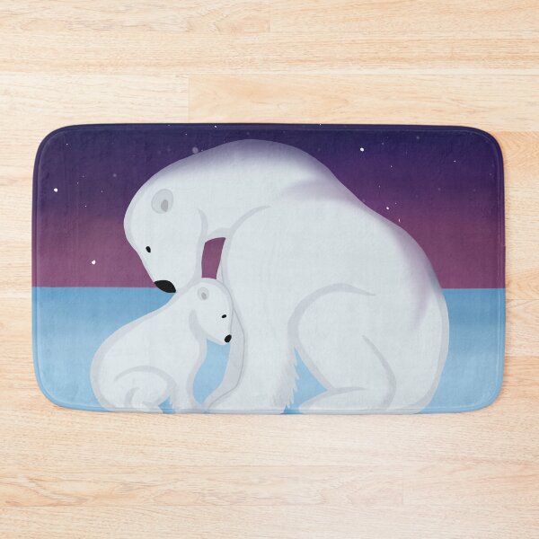 Item preview, Momma polar bear and cub in winter night sky designed and sold by Brushes with Nature.