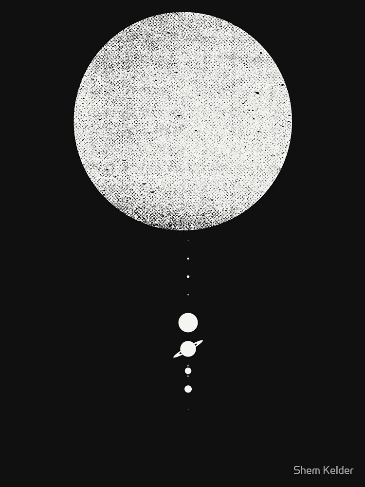 Thumbnail 7 of 7, Classic T-Shirt, Minimal Solar System | White Ink Edition designed and sold by geekchic.