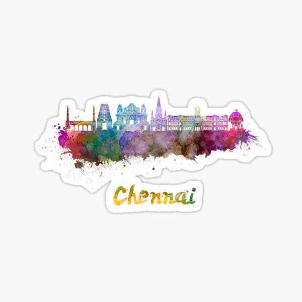 Vista previa del artículo con la obra «Horizonte de Chennai en acuarela», diseñado y vendido por paulrommer.