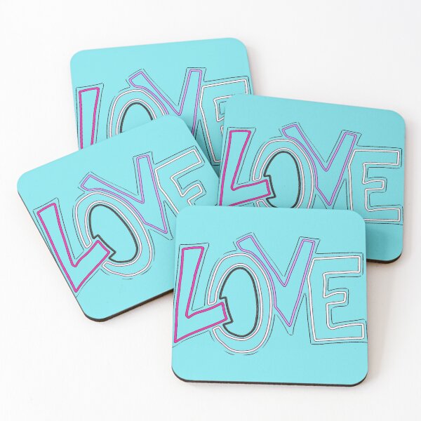 Item preview, LOVE on Aqua Blue Background designed and sold by ShajenDesigns.